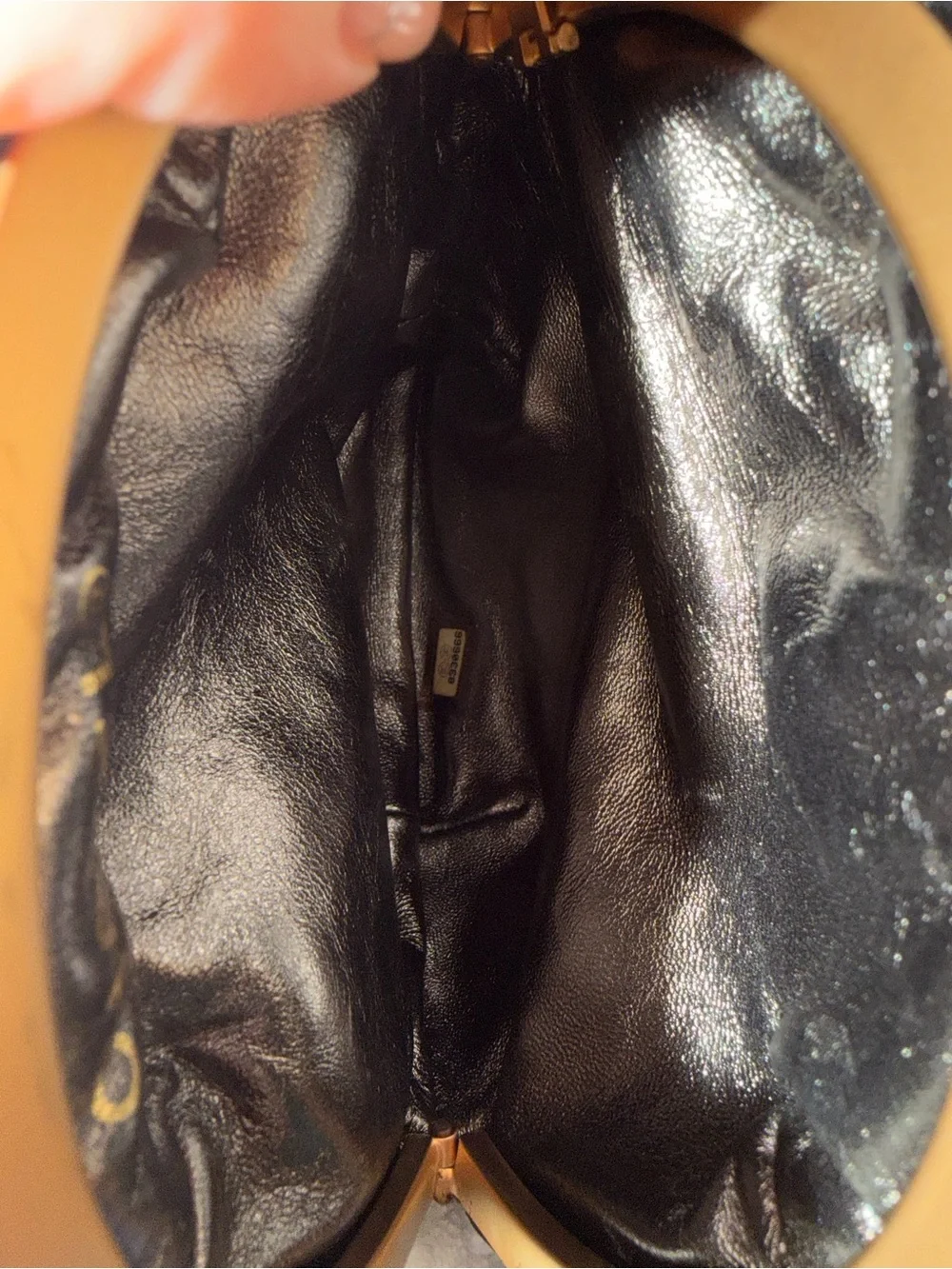 Vintage Chanel Black Jeweled Satin Round Evening Bag